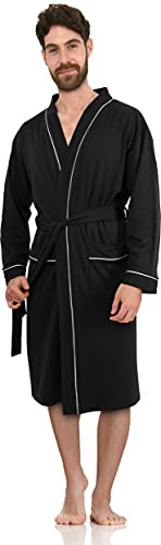 Cotton Blend Knit Mens Lightweight Dressing Gowns Shawl Collar Bath Robe | Ultra Soft Lightweight Knit Robe For Men With Adjustable Belt And Luxurious Feel For Comfortable Daily Wear