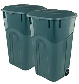 United Solutions ECOSolutions Mülleimer mit Rädern, 32 Gallonen, ECO Grün, 2 Stück