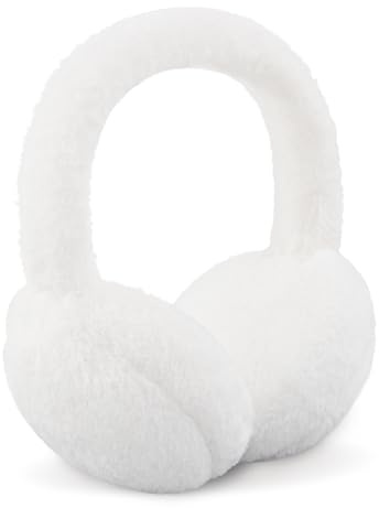 YATANAM Women Ear Muffs Winter Girls White Earmuffs Fuzzy Kids Black Ear Muff Cute Fluffy Ear Warmers Foldable Ear Covers Boy (White)