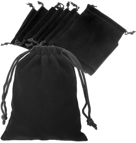 Telooco 20 Pezzi Sacchetti per Gioielli Piccoli 8x10 cm Neri Sacchetti in Velluto con Coulisse Orecchini per Collane Borsa per Gioielli Borsa in Velluto per Matrimoni Natalizie Caramelle