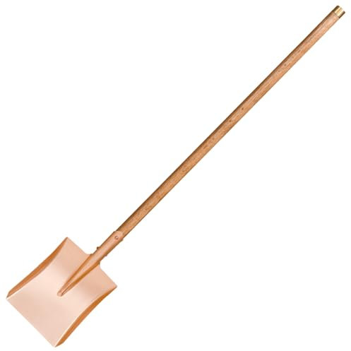 WEDO Pala cuadrada sin chispas con hoja recta, pala de transferencia, mango de madera de 47 pulgadas de largo con aro de bronce, pala de excavación de seguridad, cobre berilio, no magnética, estándar