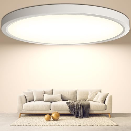 DetarZinLED Ø30cm Spessore2,5cm Plafoniera Lampada da soffitto a LED,Lampada da bagno impermeabile IP44 Rotonda Piatta 24W 4000K 2640LM Sottile per Soggiorno Bagno da letto Cucina Seminterrato Ufficio