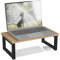 Relaxdays Monitorständer, Bildschirmerhöhung für Schreibtisch, HxBxT: 15 x 40 x 23 cm, Industrial Design, Natur/schwarz