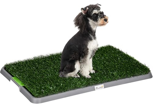 PawHut Lettiera per Cani con Prato Sintetico e Erba di Ricambio, Toilette per Cani con Vassoio Inferiore per Interno ed Esterno, 67x41x3.5 cm