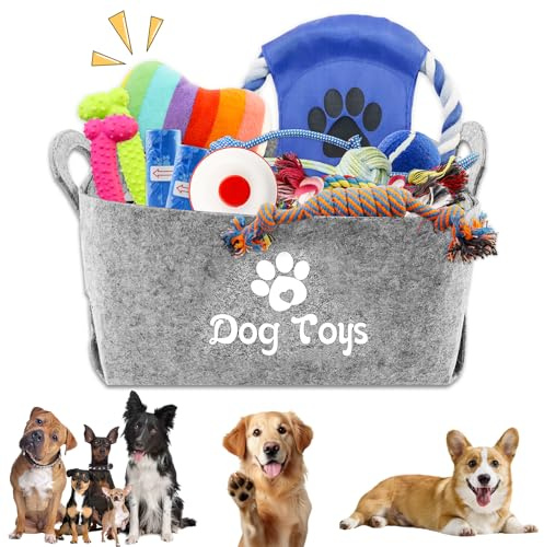 DXiongW Set di Giocattoli per Cuccioli 14 Pezzi Gioco Interattivo per Cani di Piccoli Taglia Giochi Corda di Cotone e Gioco Cane per Denti Giocattoli da Masticare per Cuccioli con Scatola Portaoggetti