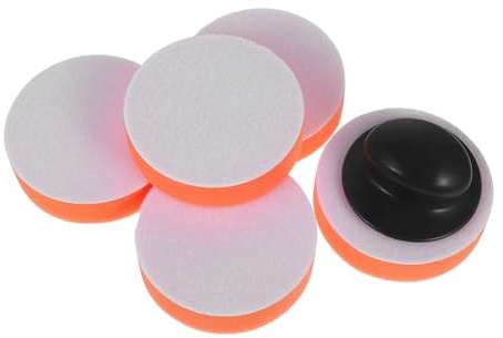 LAPYAPPE Almohadilla para Pulir Automóviles con Mango, Esponja Redonda de Plástico y Espuma Naranja para Protección y Brillo, Kit Manual para Pulido y Encerado de Vehículos