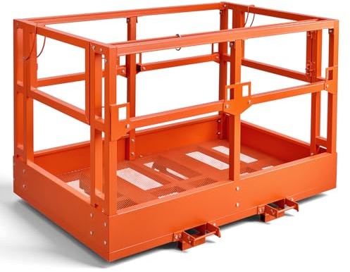 VEVOR Jaula de Seguridad para Montacargas 1817 x 1220 mm, Capacidad de Carga 907 kg, Plataforma de Trabajo de Acero al Carbono para Manipulador Telescópico, Carretilla Elevadora y Trabajo en Altura