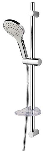 Duschmeister Slim Neo 5 Handbrause mit Duschstange 11 cm Chrom und 3 fach verstellbar Duschset Duschschlauch Duschbrause Duschkopf Brausekopf Kopfbrause Handdusche mit Halterung Duschsäule Duschpaneel