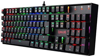 Redragon K551 Mitra, Teclado Gaming Mecánico RGB, Construcción ABS y Acero, Interruptores Rojos Red, Anti Salpicaduras, Cable Reforzado, Software Windows, Distribución España - Color Negro
