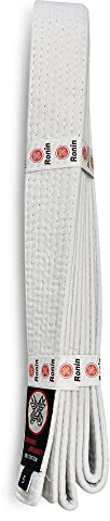 Ronin Brand Martial Arts Uniform Solid Colored Rank Belt – White, Yellow, Green, Orange, Blue, Purple, Red, Brown, & Black - Premium Quality (White, 6)