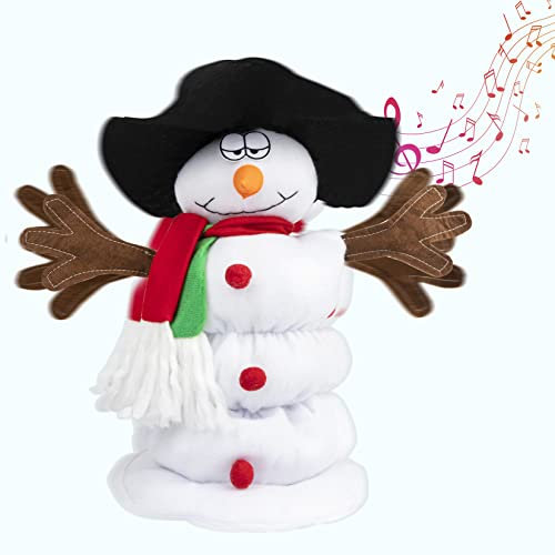 Gfilay Singender und Tanzender Schneemann Kuscheltier, musikalische Weihnachtsmann-Schneemann-Puppe mit 6 Weihnachtsliedern als animierte Weihnachtsdekoration