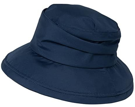 Comhats Womens Rain Bucket Sun Hats Wide Brim Waterproof Hat for Ladies UPF Walking Fishing Kayaking with Chin Cord Foldable Packable Adjustable Navy Large