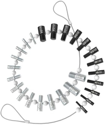 Nut & Bolt Thread Checker - 26 Male/Female Gauges Measuring Tool for Imperial and Metric Nuts, 14 Inch