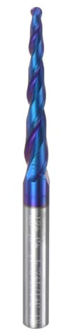 QUARKZMAN Fresa Sfera Conica Fresa CNC, Raggio 1,5 Mm, Gambo da 1/4 Carburo Tungsteno Rivestito Nano, Spirale 2 Taglienti, Utensile Fresatura, Diametro 3 Mm, Lunghezza Totale 3 Pollici