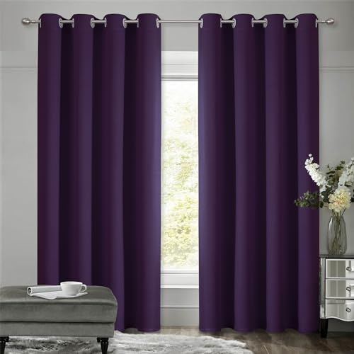 VEHEDE Cortinas opacas modernas, térmicas, con ojales, opacas, para salón, dormitorio, 183 x 117 cm, color lila, juego de 2 unidades