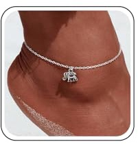 Cimenexe Bohemian Elephant Ankle Bracelet Silver Elephant Ankle Chain Bracelet Elephant Beach Anklet Chain Metal Elephant Foot Chain Anklet Summer Beach Foot Chain Jewelry for Women and Girls Gifts