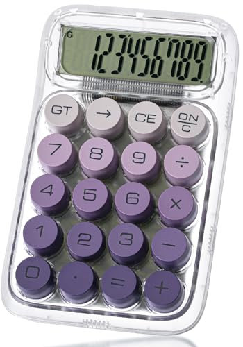 Mr. Pen Purple 10-Digit Mechanical Switch Calculator, Large LCD Display, Big Buttons, Compact Design, Standard Function