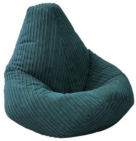Beautiful Beanbags - Extra Large Jumbo Cord MEGA Highback Beanbag Chair for Adults - Huge Ready Filled Gamer Chair - Teal