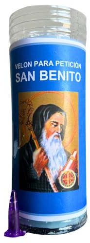 Velón de San Benito para Alejar el Mal y Atraer Fuerza, Ayuda y Claridad | Velón de Petición con Aceite Litúrgico y Oración de 3 Días de Duración Aproximada.