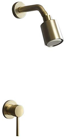 WOTZOV Juego de Ducha de baño empotrada en la Pared, Color Cobre, Dorado Cepillado, Negro y Cromado, con Cabezal de Ducha Oculto y Sistema de Ducha Tipo Lluvia, Color Negro，Gold