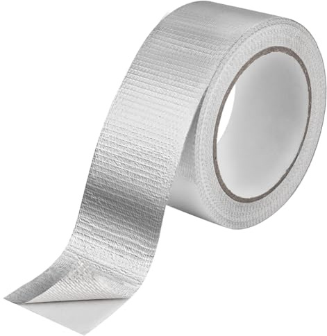 ANOMM Nastro Adesivo Alluminio, Nastro Adesivo in Alluminio Rinforzato con Rete, Tape Sigillante Impermeabile e Resistente al Calore, per Tubazioni, per Riparazioni, Isolare, Proteggere (50mm*20m)