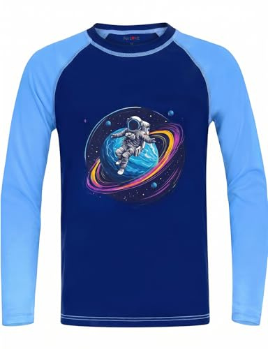 weVSwe UV-skjorta barn pojkar badskjorta långärmad UPF 50+ snabbtorkande badskjorta återvunnen rashguard 2–12 år, 6 år