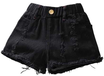 Shorts Vaqueros de Mezclilla para niñas, Corte Holgado Estilo Casual Veraniego, cómodos para Juegos al Aire Libre y Momentos de Ocio