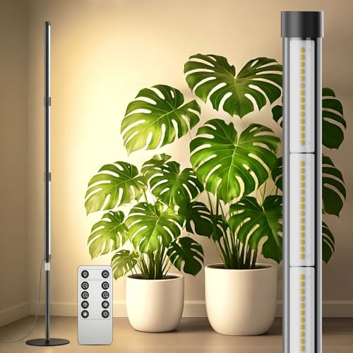 SANSI Lámpara de pie T10 55W de espectro completo para plantas de interior, lámpara de cultivo, 4/8/12 h, 4 niveles de brillo, 159-189 cm, luz de 4000 K para el crecimiento de las plantas