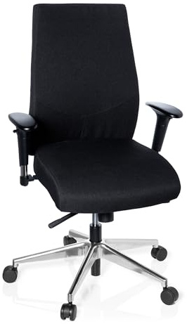 hjh OFFICE 608700 Profi Bürostuhl PRO-TEC 250 Stoff Schwarz Drehstuhl ergonomisch, Sitztiefe & Armlehnen verstellbar