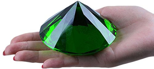 LONGWIN Briefbeschwerer mit Kristalldiamanten, 80 mm, für Zuhause, Dekoration, einfarbig, Grün