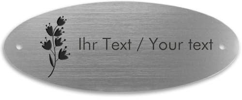 Kopierladen Karnath GmbH Targa Campanello con Incisione Personalizzata in Look Acciaio Inossidabile – 115 x 45 mm, Ovale, Testo inciso Nero, plastica Argentata Metallizzata