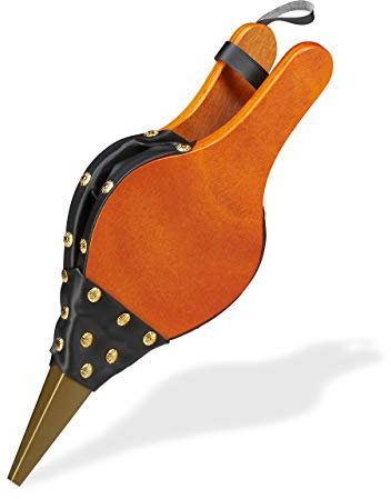 Relaxdays Fuelle Chimenea, Soplador Fuego Barbacoa, Ventilador, Rústico, Remaches Dorados, 39 cm Largo, Marrón y Negro, Tablero de Fibras