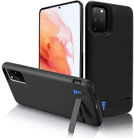 Gladgogo Akku Hülle für Samsung Galaxy S20(4800mAh 6.2 Zoll), Akkuhülle mit Ständer und hoher Kapazität,Schnellladbarer Akku mit USB-C, Tragbares Batterieladegerät Hülle Ladehülle Akku, Schwarz