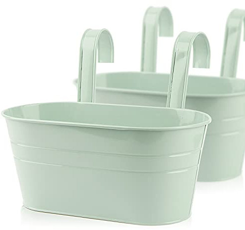 ABSDON 2pcs Hängender Blumentopf Metall mit Haken Balkon Blumentopf Hängend Für Dekotation Balkon Garten Wand Innen und Außenbereich 27.5 * 13.9 * 12cm