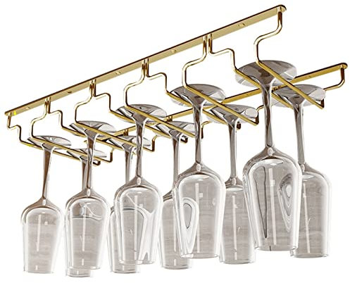 V3VOGUE Hängender Weinglashalter 5 Schienen, Stemware Rack Gläserhalter Schrank Gläserschiene, Umgekehrter Weinglashalter Edelstahl Weinglasregal Unter Dem Schrank, Für Bartheken, Küchen