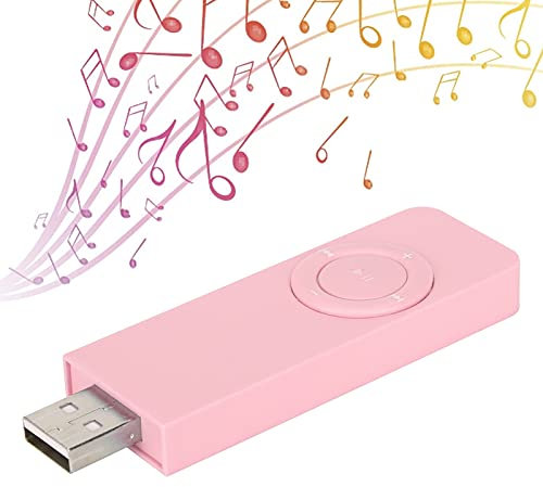 Yctze Lecteur MP3 Portable avec Cle USB, Lecteur de Musique MP3 avec Son HiFi, Prend en Charge Jusqu' 32 Go, 10 Heures de Temps de Lecture, 48 Heures de Temps de Veille (Rose)
