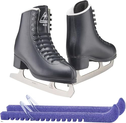 Jackson Ultima Black Figure Ice Skates for Men/Size: Adult 10 Bundle with Skate Guards