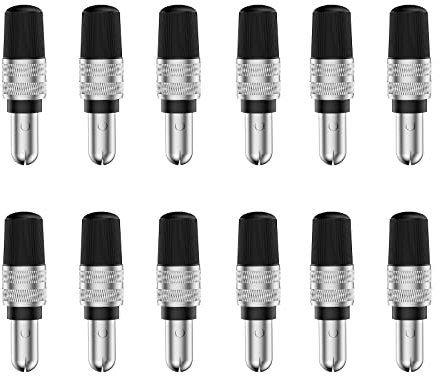 QeeFop 12-Teile Fahrradventile Set - Blitzventil, Dunlop Ventil, Deutscher Fahrradventil, Ventil-Einsatz Mit Dichtung, Schlauch Blitz-Ventil, Ersatz Ventilkappen