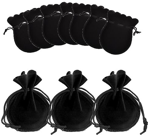 Spldsun 50 Pezzi Sacchetti di Velluto, Sacchetti per Gioielli In Velluto, Sacchetti Velluto con Coulisse, per Riporre Gioielli, Monili, Caramelle, Piccoli Regali, Ecc per Evitare Graffi (Nero)