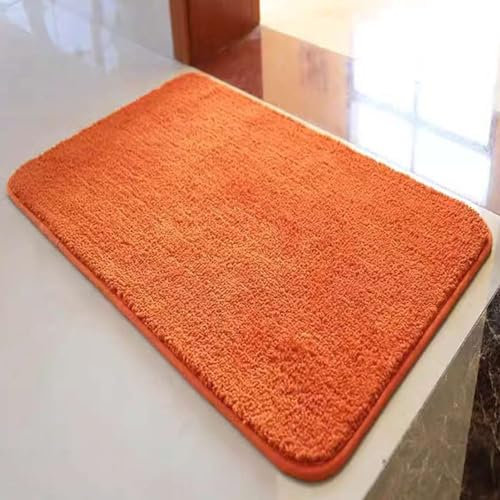 Reyox Badezimmerteppich rutschfest, Wasserabsorbierenden Badematte, Weich Flauschig Badteppich, Fußmatte für Wohnzimmer Schlafzimmer Badezimmer Orange 100 x 130 cm