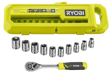 RYOBI RHRS11PC 3/8 Drive Ratchet and Sockets Set (11 Pieces)