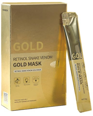 Retinol Snake Venom Gold Mask, Gold Peptide Face Mask, Golden Collagen Peel Off Facial Mask,Gold Anti-Aging Face Mask for Deeply Cleans Moisturizing, Hydrating Mask to Reduce Fine Lines & Wrinkles
