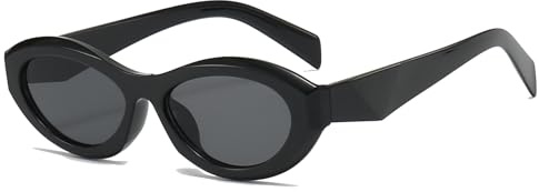 Long Keeper Gafas de Sol Ovaladas Retro Pequeñas, Gafas de Sol Mujer Ojo de Gato Gafas Ovaladas Vintage Años 90 Gafas Modernas Protección UV400, 60MM