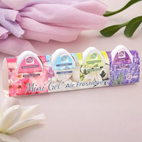 Mini Air Gel Fresheners 4 Assorted Scents Lasts Up To 21 Days Compact Size (6 Pack)