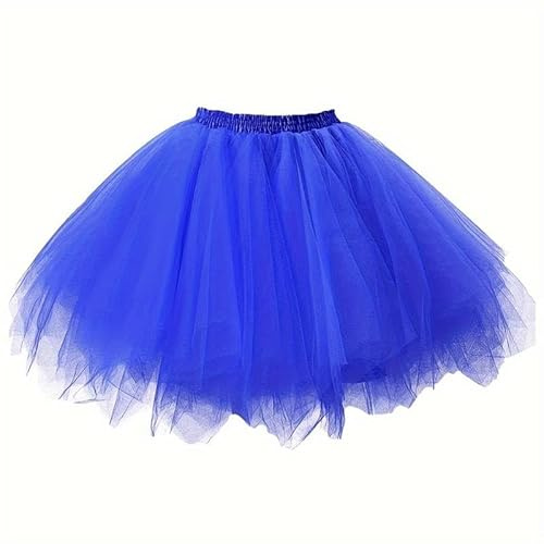 Boolavard 80-tals tutu kjol för vuxna, flerskiktad tyll-petticoat, Halloween-tutu, Mörkblå, L-XL