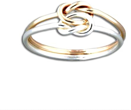 Handmade Double Knot Gold Filled & Sterling Silver for Women (Silver & Gold, 6)