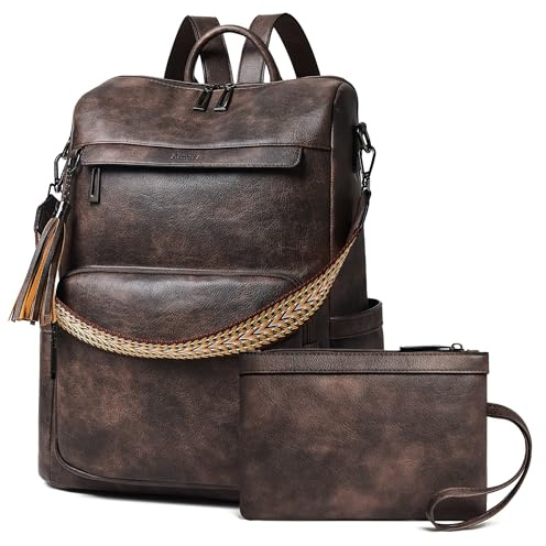 Shrrie Zaino per laptop in pelle vegana per le donne Zaino da lavoro da 15,6 pollici Borsa di viaggio di moda per il lavoro del college