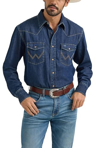 Wrangler herr Men's Denim Collection Snap Shirt Herr denim kollektion snap-skjorta