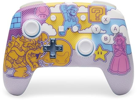 Verbesserter Kabelloser PowerA-Controller für Nintendo Switch - Mushroom Kingdom Pop Art, Nintendo Switch Lite, Gamepad, Spiele-Controller, Bluetooth-Controller, Aufladbar, Offiziell Lizenziert