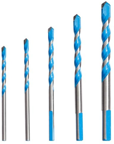 NUTTDOO Concrete Drill Bit Set,5 Packs Masonry Drill Bit Set, Tile Tip Drill Bits Set for Ceramic Tile, Concrete, Brick Wall,Cement,Wood,Size（4/5/6/8/10mm)